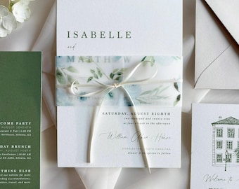 Sweet Blues Wedding Invitation Suite | Semi-Custom Blue Floral Wedding Invitations | Invite Set