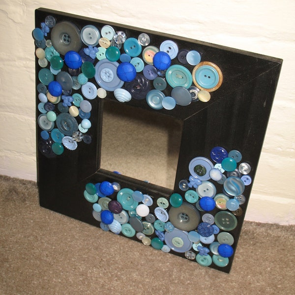 RESERVED Blue Birds Embellished Buttons Mirror