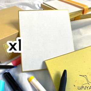 Shikishi vierge carton japonais + sleeve protectrice, board bord doré art, calligraphie, peinture, autographe, aquarelle, dessin, manga