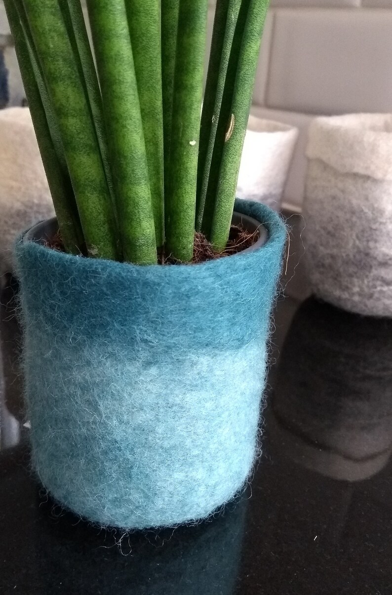 Teal Duck Egg Blue Merino Wool Felt Planter Suculents Plant Etsy