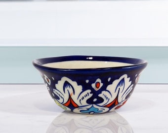 Tazón de cerámica para pasta, tazón para ramen, cerámica azul y blanca, hecho a mano por artesanos, frutero, tazón para aperitivos, tazón pequeño para servir, tazón decorativo para regalo