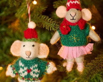フェルトのネズミのツリーハンギング、クリスマスツリーの飾り