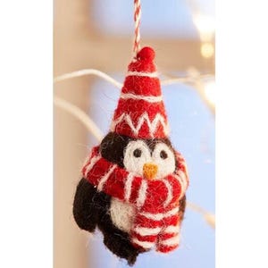 Felt Penguin Ornament, Handmade Christmas Decoration, Needle Felt Ornament, Christmas Tree Hanging, Kid Room Decor, Baubles, Gift For Her