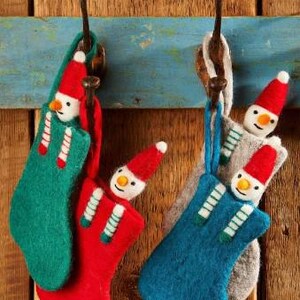 Felt Stockings Ornament, Christmas Tree Hanging, Needle Felt Decoration, Handmade Christmas Decor, Santa Baubles, Gift Ideas Stocking Filler