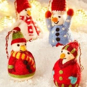 Felt Snowman Ornament, Christmas Tree Hanging, Needle Felt Decoration, Handmade Christmas Decor, Santa Baubles, Gift Ideas For Her