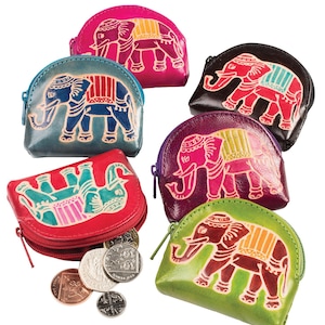 Elephant Coin Purse, Women Cute Wallet, Elephant Lover Gift, Leather Coin Purse For Keys, Gift For Her, Small Purse Idea For Ladies