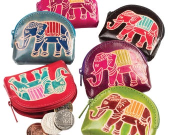 Elephant Coin Purse, Women Cute Wallet, Elephant Lover Gift, Leather Coin Purse For Keys, Gift For Her, Small Purse Idea For Ladies