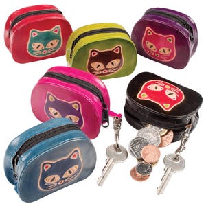 Precioso monedero de gato, bonita cartera para mujer, regalo para amantes de los gatos, monedero de cuero para llaves, idea de monedero pequeño para damas, regalo para mamá gata, ideas de regalo para papá gata