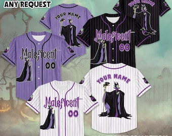 Personalized Maleficent Baseball Jersey, Custom Disney Villains Shirt, Sleeping Beauty Villain Gift, Disney Halloween Jersey