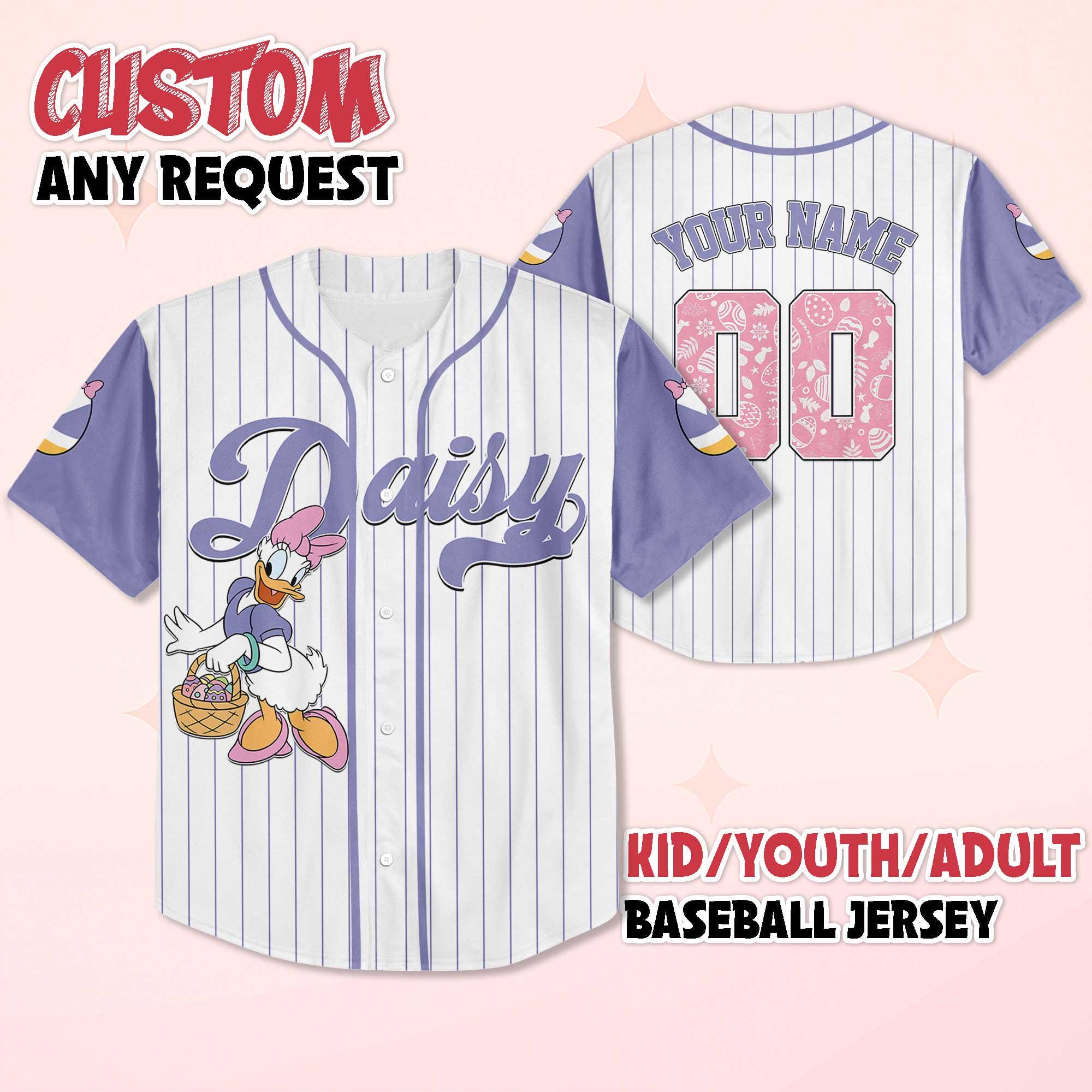 Discover Personalized Daisy Duck Baseball Jersey, Custom Disney Mickey and Friends Jersey Shirt, Disneyland Baseball Team Outfit, Birthday Gift