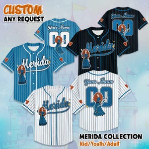 Personalisierte Prinzessin Merida Baseball Jersey, Benutzerdefinierte Disney Brave Disney Shirt, Prinzessin Merida Jersey, Disney Trip Jersey