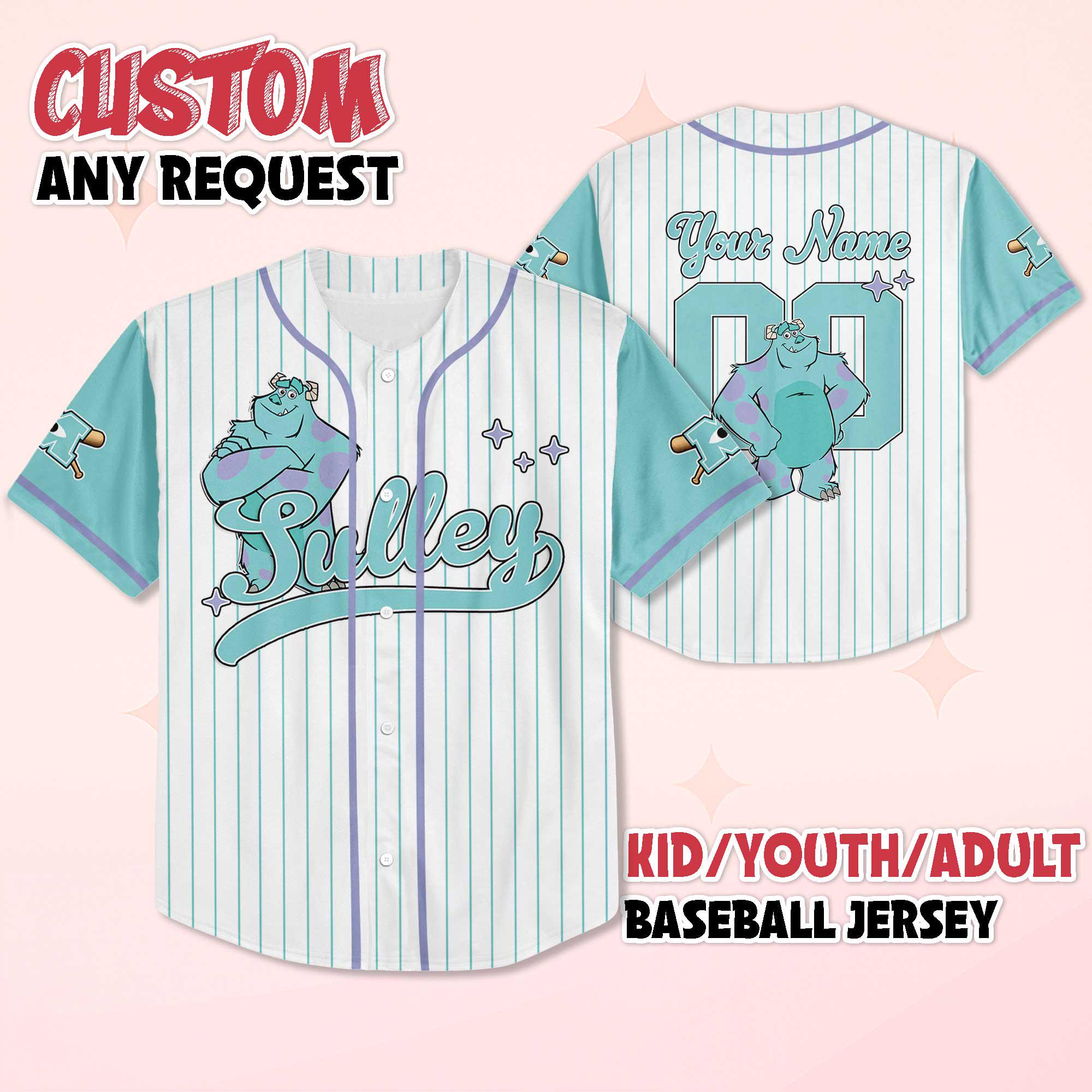 Discover Personalized Sulley Baseball Jersey, Disney Monsters Inc Jersey, Family Matching Outfit, Birthday Gift