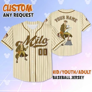 Personalized Milo James Thatch Baseball Jersey, Custom Atlantis Shirt, Disney Milo Outfit, Atlantis The Lost Empire Gift for Fans
