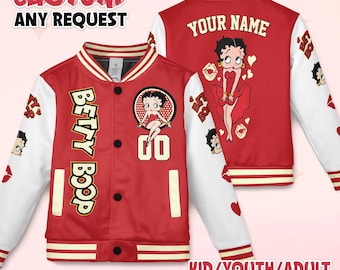 Personalized Betty Boop Varsity Jacket, Baseball Outerwear