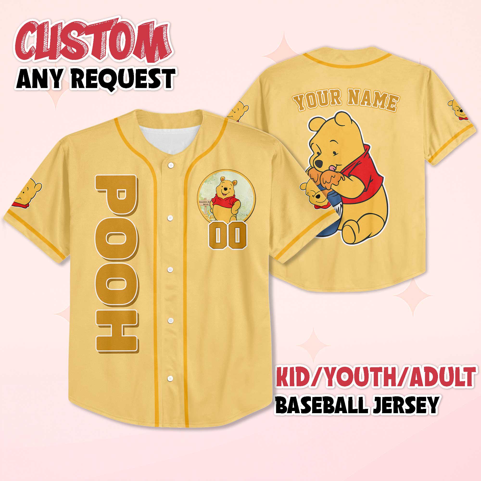 Discover Custom Winnie the Pooh Baseball Jersey, Disney Pooh Shirt, Matching Disney Trip Outfit, Birthday Gift