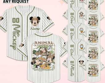 Personalized Disney Mickey & Friends Animal Kingdom Safari Mode Baseball Jersey, Family Vacation, Mickey and Friends Animal Kingdom