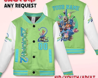 Personalize Zootopia 2 Varsity Jacket, Custom Disney Zootopia Baseball Jacket, Baseball Team Outfit