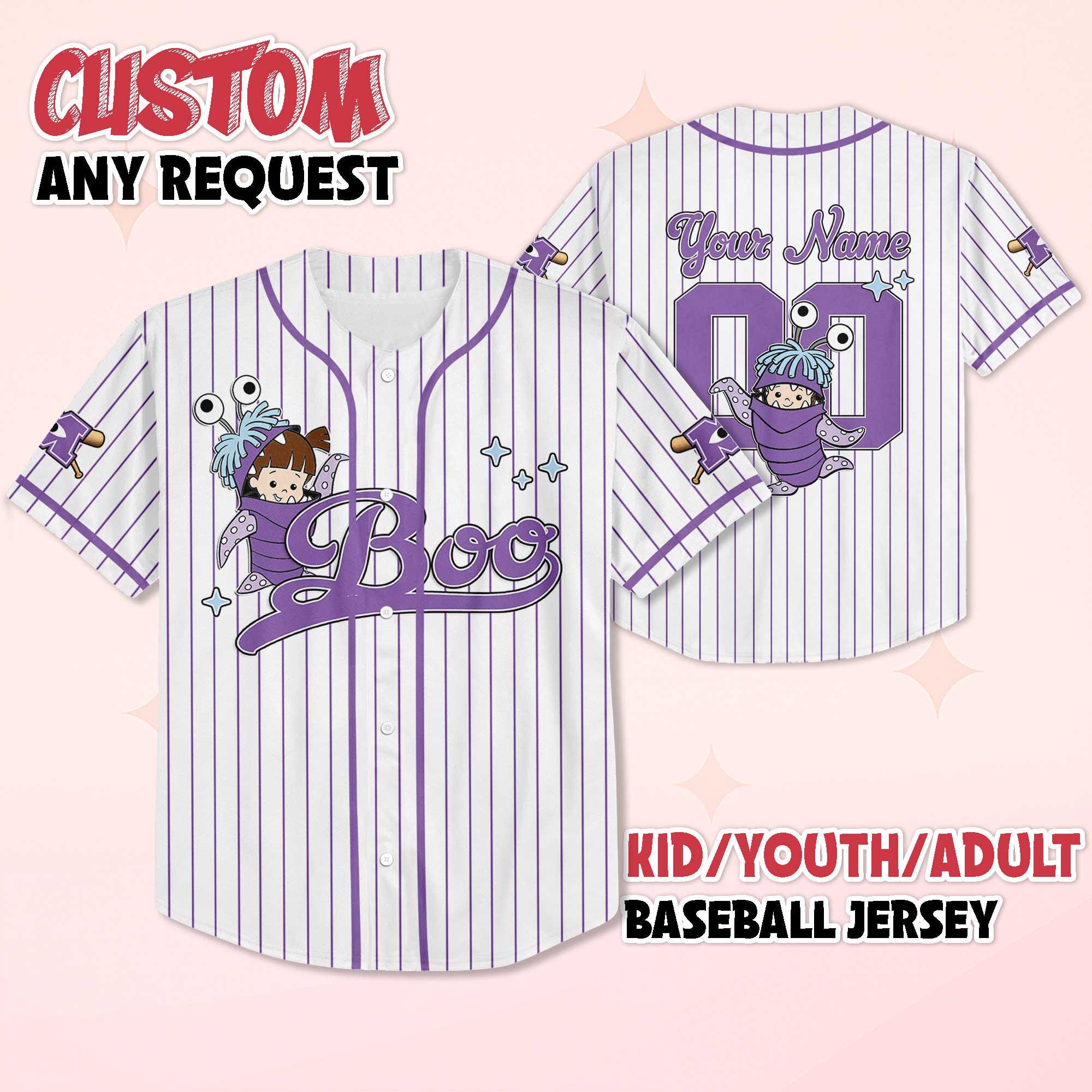 Discover Custom Boo Baseball Jersey, Disney Monsters Inc Jersey, Disneyland Baseball Team Outfit, Birthday Gift