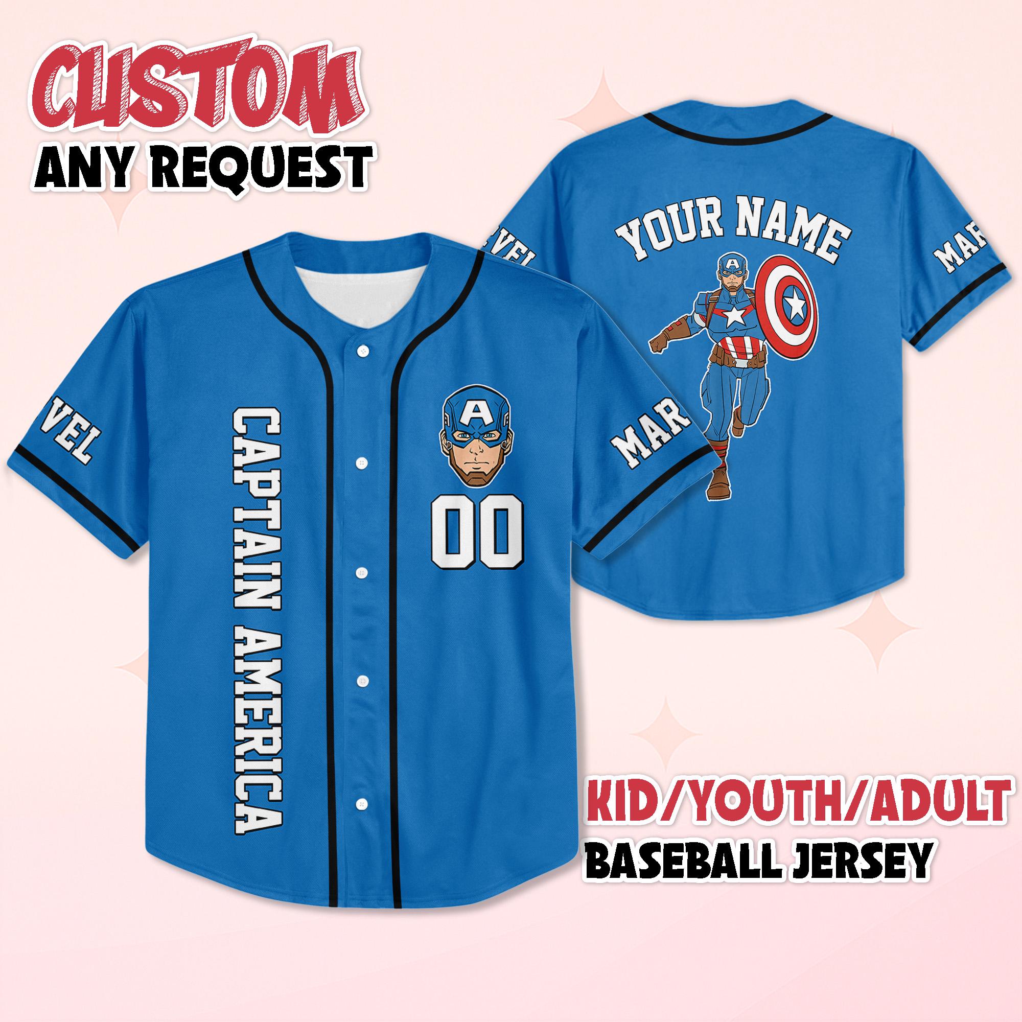 Discover Custom Captain America Baseball Jersey, Captain America Baseball Shirt, Matching Disney Trip Outfit, Disney Baseball Team Shirt