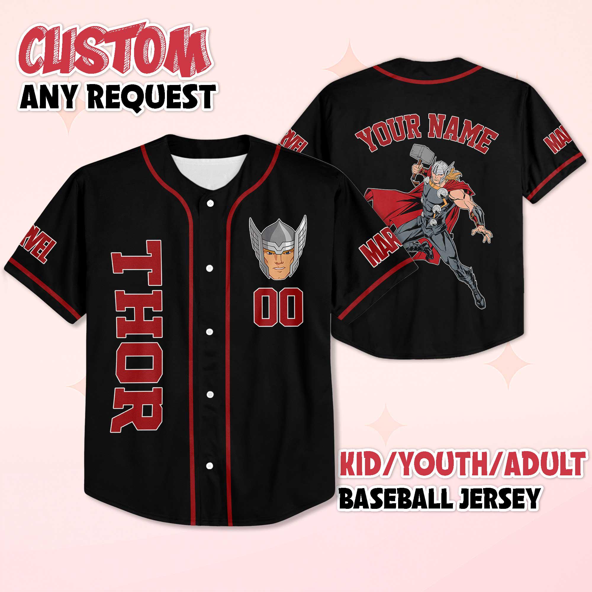 Discover Custom Thor Baseball Jersey, Disney Marvel Baseball Jersey, Disneyland Baseball Team Outfit, Birthday Gift