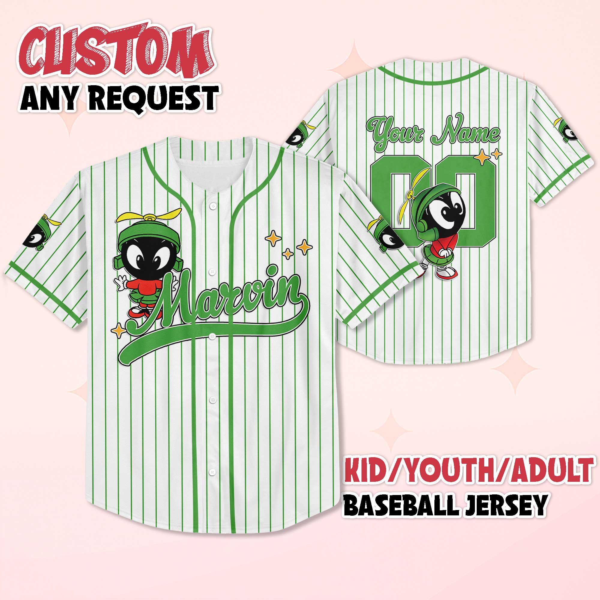 Discover Personalized Marvin the Martian Baseball Jersey, Looney Tunes Shirt, Baseball Team Outfit, Birthday Gift