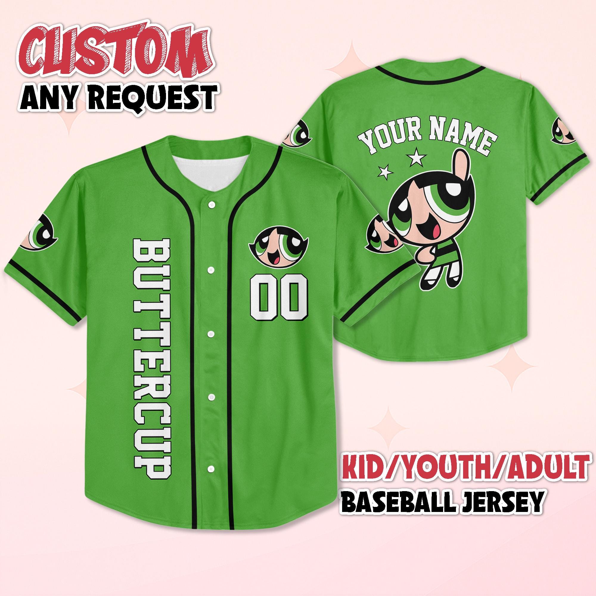 Discover Personalized Bubbles Baseball Jersey, The Powerpuff Girls Bubbles Shirt, Disney Family Matching Outfit, Birthday Gift