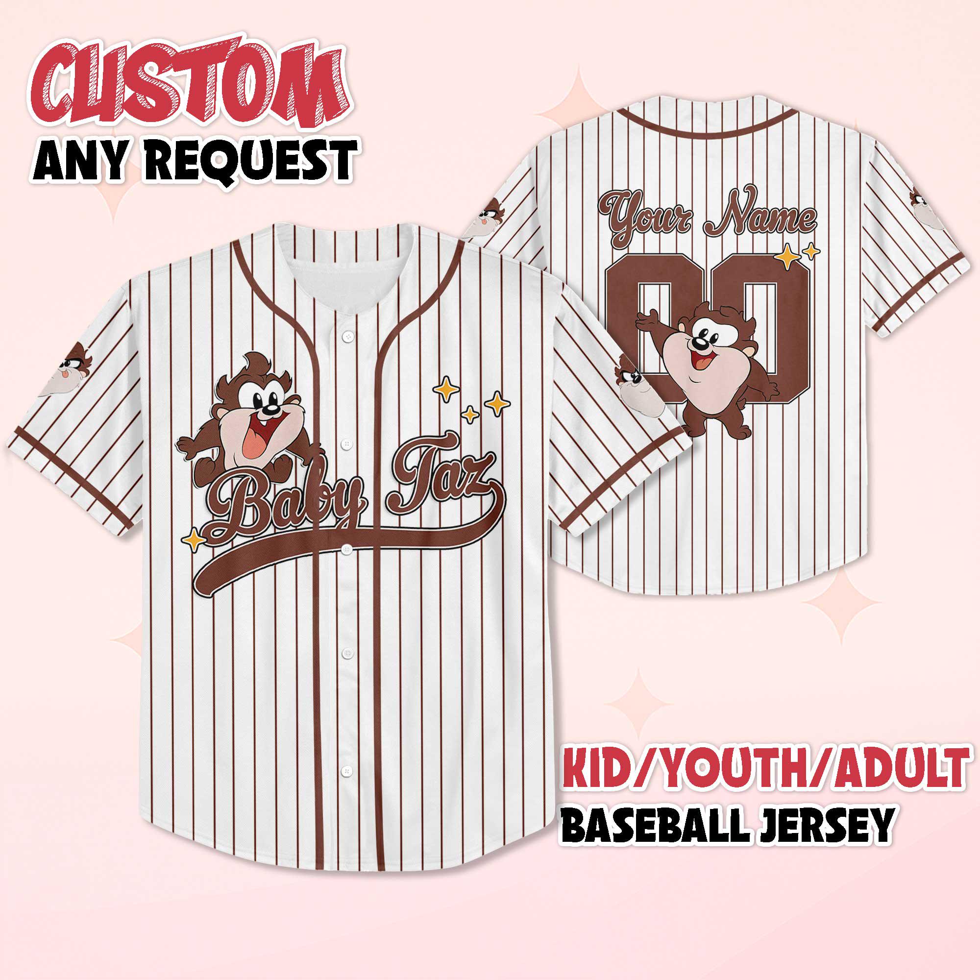 Discover Personalized Baby Taz Baseball Jersey, Custom Looney Tunes Jersey, Baseball Team Outfit, Birthday Gift