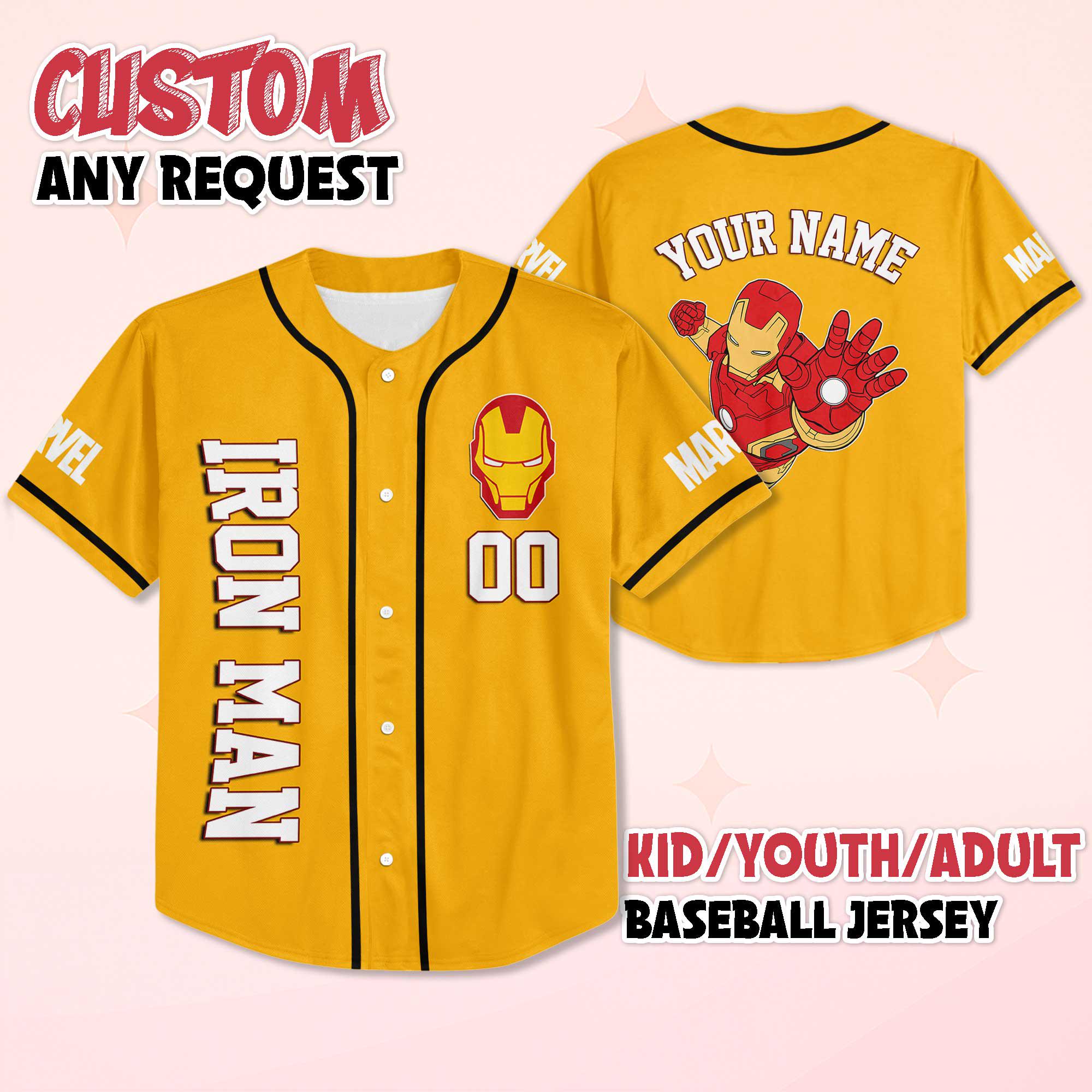 Discover Personalized Iron Man Baseball Jersey, Custom The Avengers Jersey, Disney Baseball Team Outfit, Disney Gift