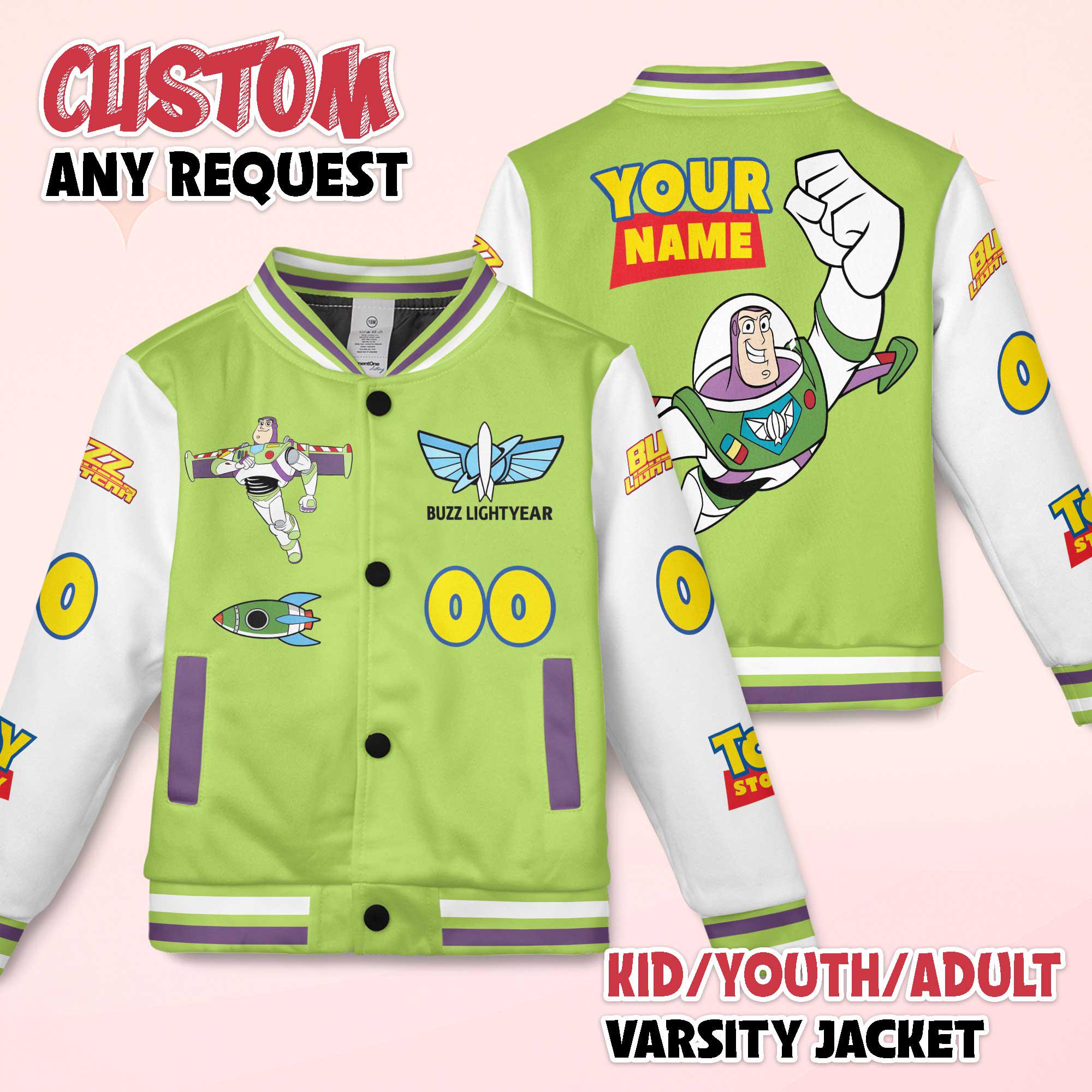 Discover Personalized Buzz Lightyear Varsity Jacket, Toy Story Baseball Jacket, Buzz Lightyear Kids Youth Adult Varsity Jacket