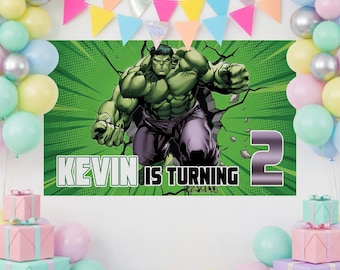 Custom Hulk Birthday Backdrop Banner, Super Hero Party Decoration, Hulk Party Banner, Hulk Birthday Decor, Hulk Birthday Party