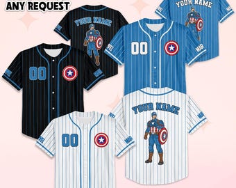 Personalized Captain America Baseball Jersey, Custom Disney Captain America Jersey Shirt, Disney Cars Baseball Team Outfit, Gift For Fan