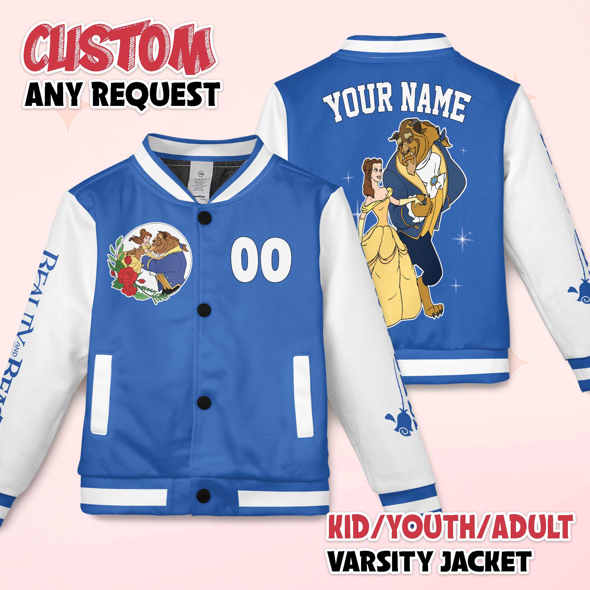Discover Custom Beauty and the Beast Varsity Jacket, Personalized Beauty and the Beast Baseball Jacket