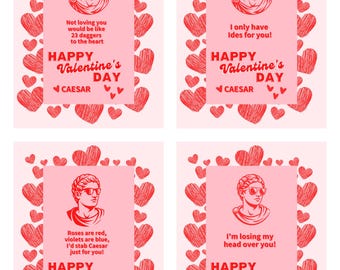 Roman Valentines - Gelegenheits sofort Download, doppelseitiger Valentinstag, Druck zu Hause Klassenzimmer