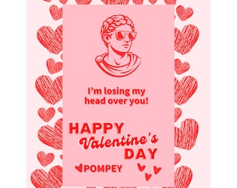 Roman Valentines - Pompey Instant Download, doppelseitiger Valentinstag, Druck zu Hause im Klassenzimmer