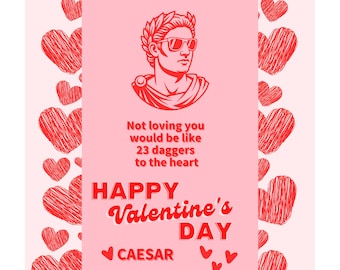 Roman Valentines - Instant Download, Roman Valentine, doppelseitiger Valentinstag, Druck zu Hause im Klassenzimmer