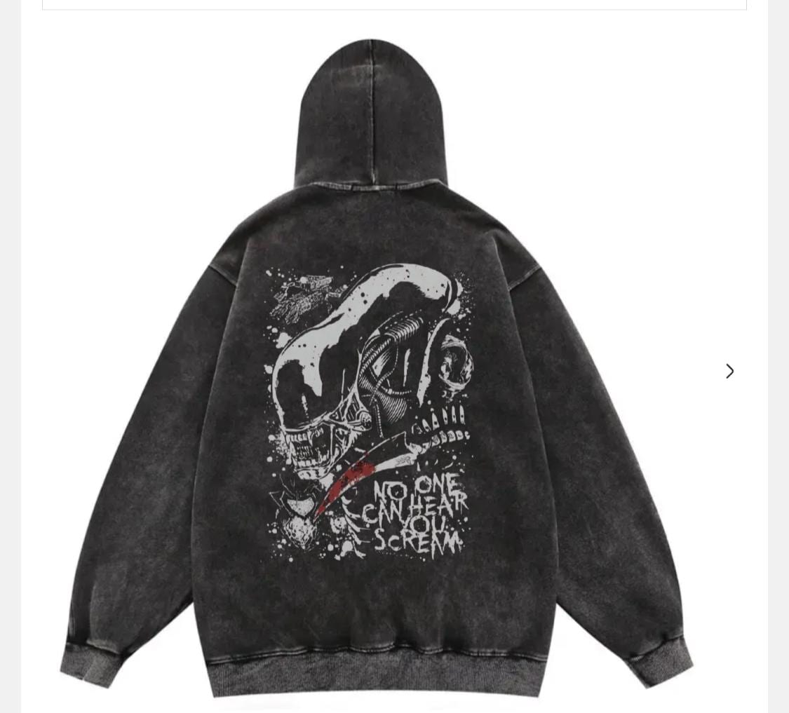 Vintage Alien Hoodie | Retro Horror Hoodie | Halloween Hoodie | Scary Hoodie | Horror Hoodie | Monster Hoodie | Washed Oversize Hoodie