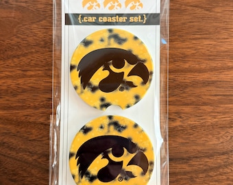 Iowa Hawkeye Tigerhawk Car Coaster Set