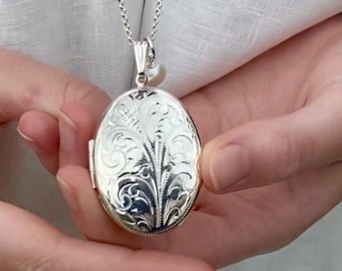 Extra Large Solid Silver Locket, Personalised Engraved, Classic ...