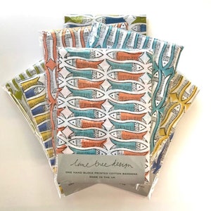 Block Print Fish Bandana - Letterbox Friendly