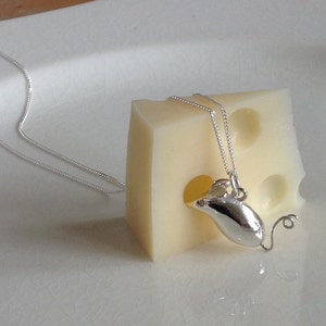 Mouse Pendant Necklace Sterling Silver