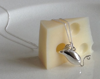 Mouse Pendant Necklace Sterling Silver