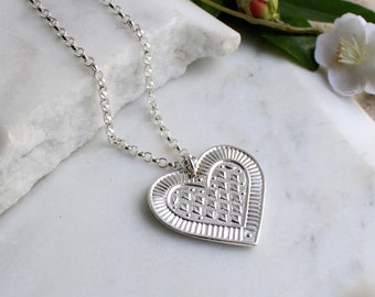 Gingerbread Heart Amulet Necklace Sterling Silver