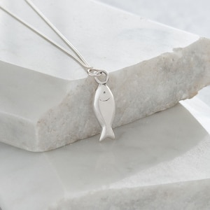 Fish Pendant Necklace Sterling Silver