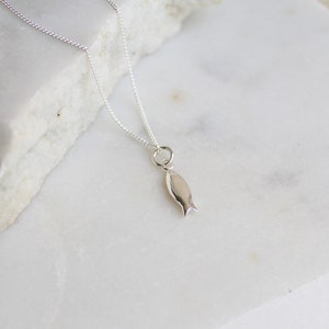 Tiny Fish Charm Necklace Sterling Silver