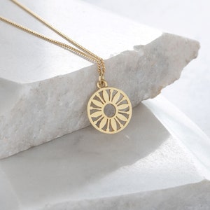 Flower Power Token Charm Necklace Gold Vermeil