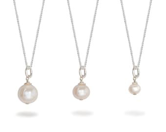 Round Pearl Necklace Sterling Silver