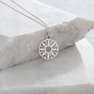 Flower Power Token Charm Necklace Sterling Silver