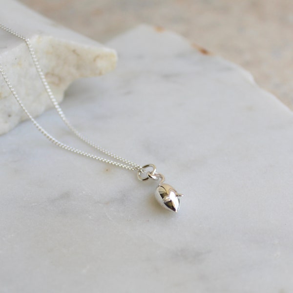 Tiny Mouse Charm Necklace Sterling Silver