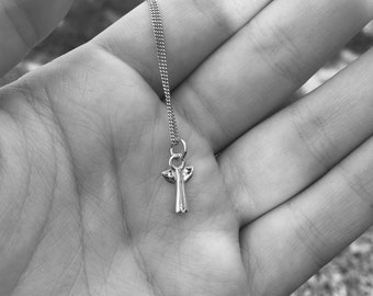 Tiny Angel Charm Necklace Sterling Silver