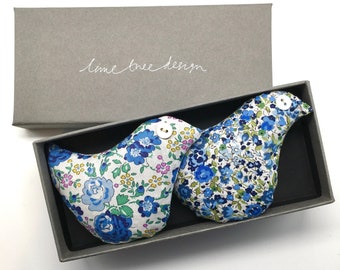 Box of 2 Lavender Bird Drawer Scenters "Dickie Bird", Handmade with Liberty Tana Lawn Fabric Lavender Sachets in Gift Box